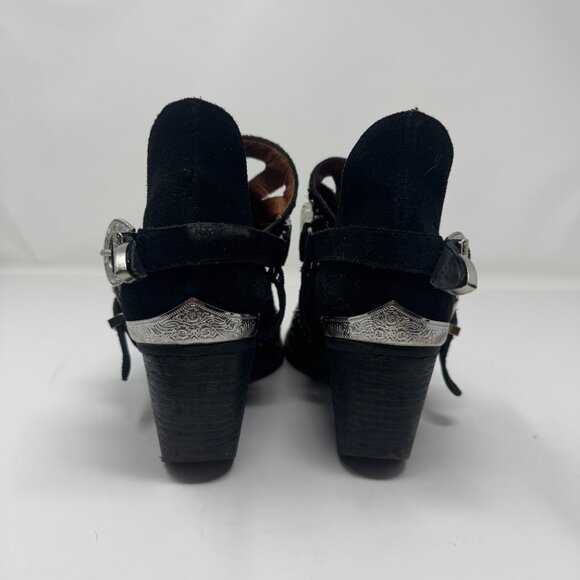 JEFFREY CAMPBELL Calhoun Studded Black Suede Leather Western Bootie Size 10 - Picture 4 of 9